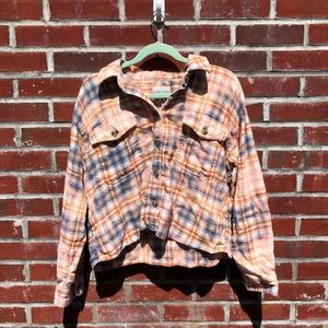 Handmade AE acid wash cropped flannel